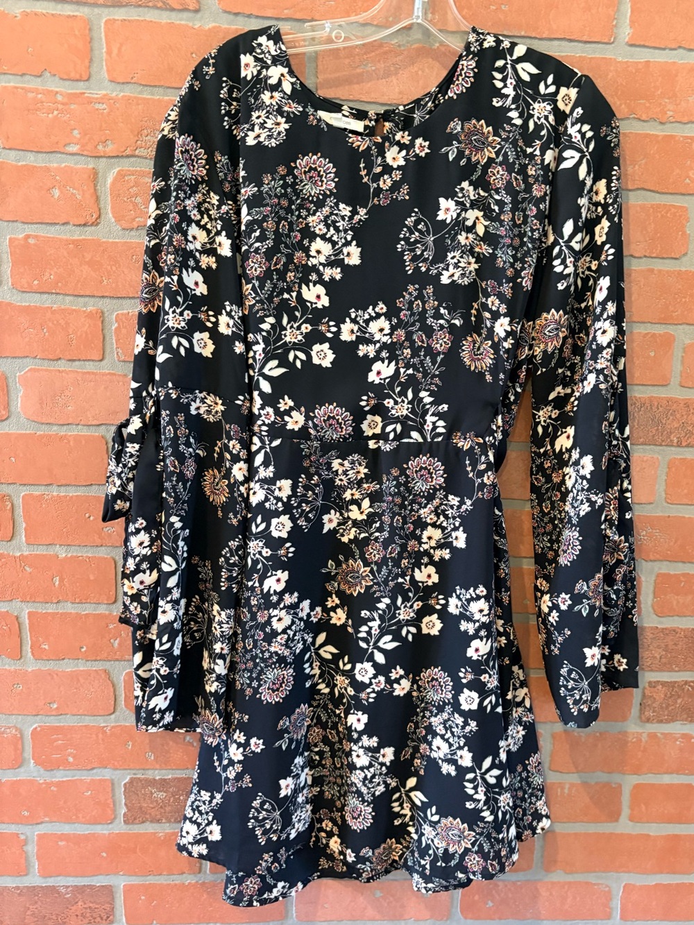 Maurices Black & White Floral long Sleeve Dress- size XL